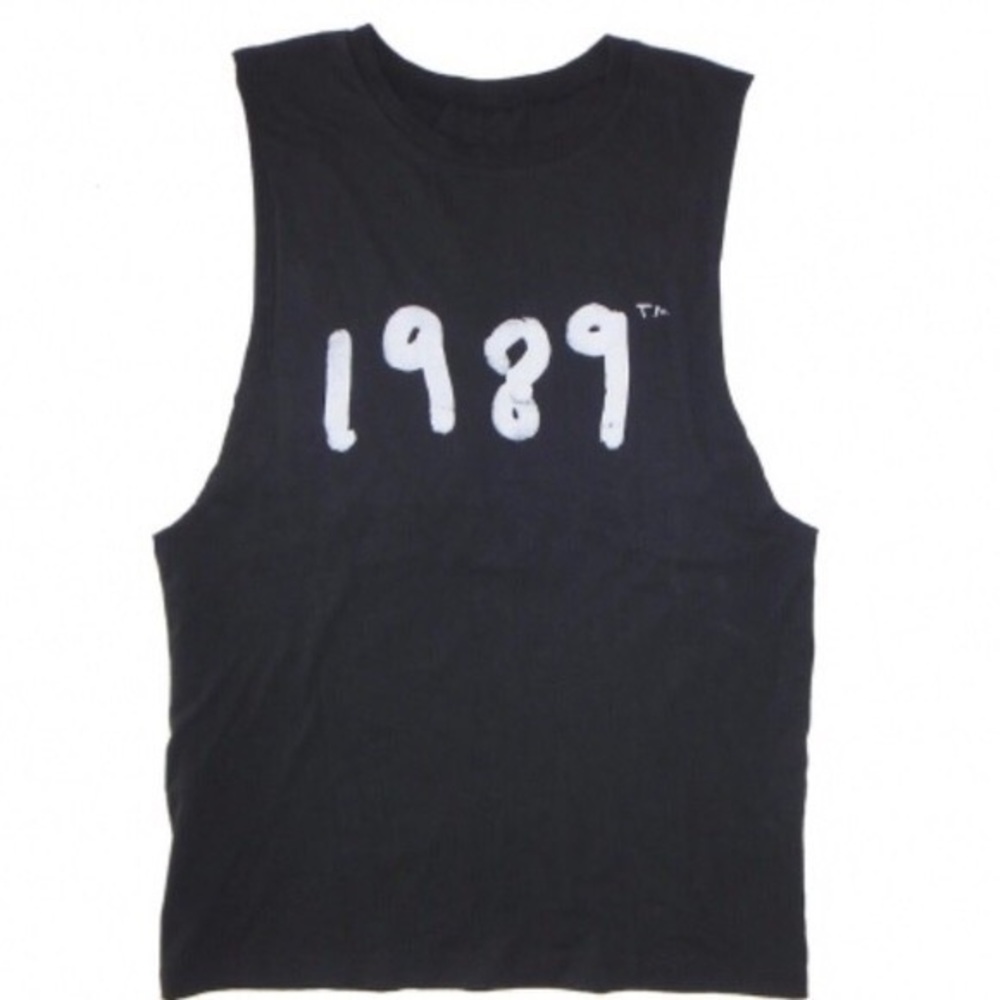 Taylor Swift 1989 graphic black sleeveless muscle tank top cotton - Small 🖤